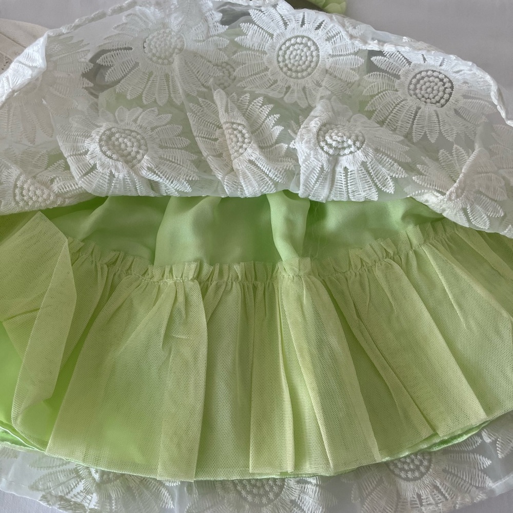 The Children's Place Green and White Baby Dress with Sweater, Headband, Bloomers - Picture 4 of 5